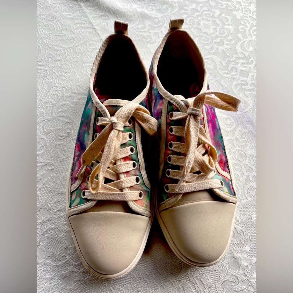 Sam Edelman Edelyn Women's Sneakers Sz 8.5M Pastel Multi Lace Up floral shoes